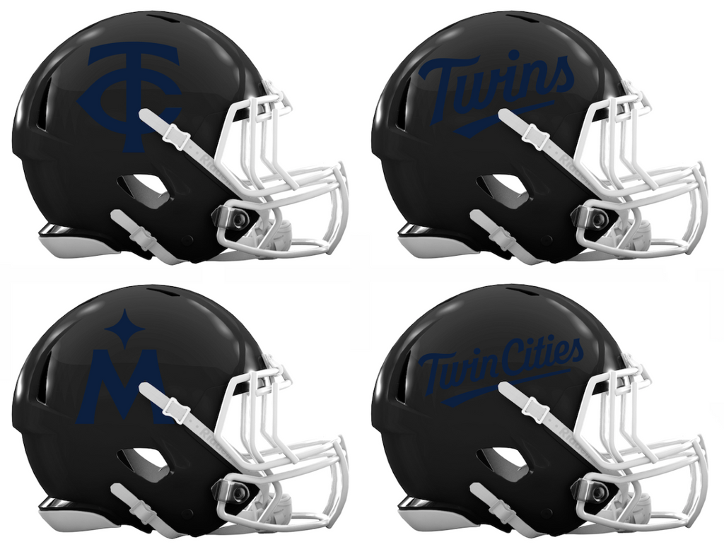 Minnesota Twins Custom Concept Black Mini Riddell Speed Football Helmet - SportsJewelryProShop