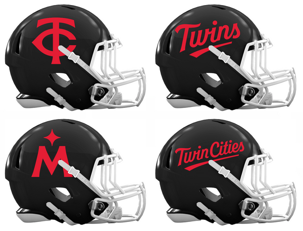 Minnesota Twins Custom Concept Black Mini Riddell Speed Football Helmet - SportsJewelryProShop