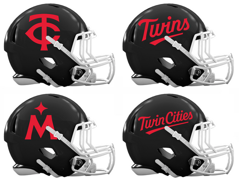 Minnesota Twins Custom Concept Black Mini Riddell Speed Football Helmet - SportsJewelryProShop