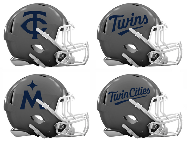 Minnesota Twins Custom Concept Gray Mini Riddell Speed Football Helmet - SportsJewelryProShop