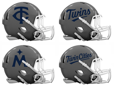 Minnesota Twins Custom Concept Gray Mini Riddell Speed Football Helmet - SportsJewelryProShop
