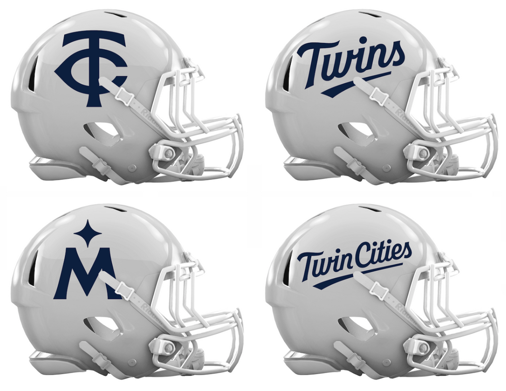 Minnesota Twins Custom Concept White Mini Riddell Speed Football Helmet - SportsJewelryProShop
