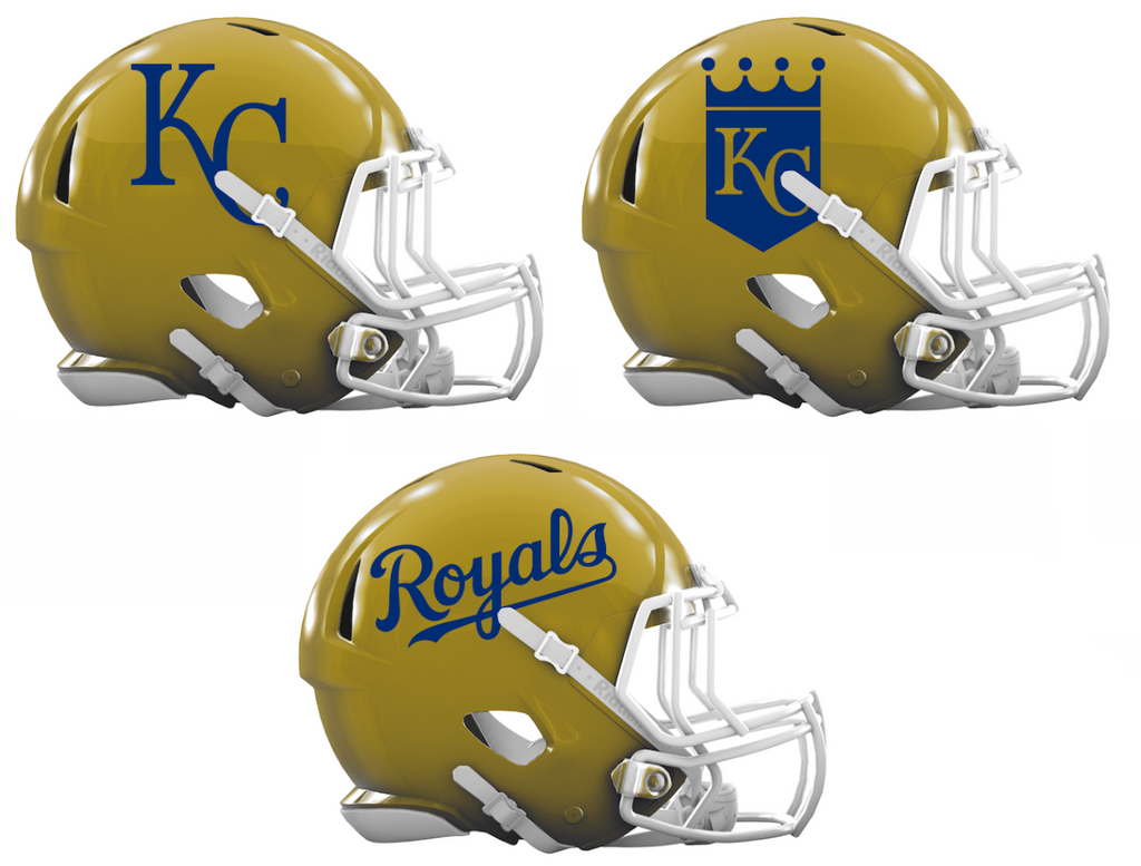 Kansas City Royals Custom Concept Gold Mini Riddell Speed Football Helmet - SportsJewelryProShop