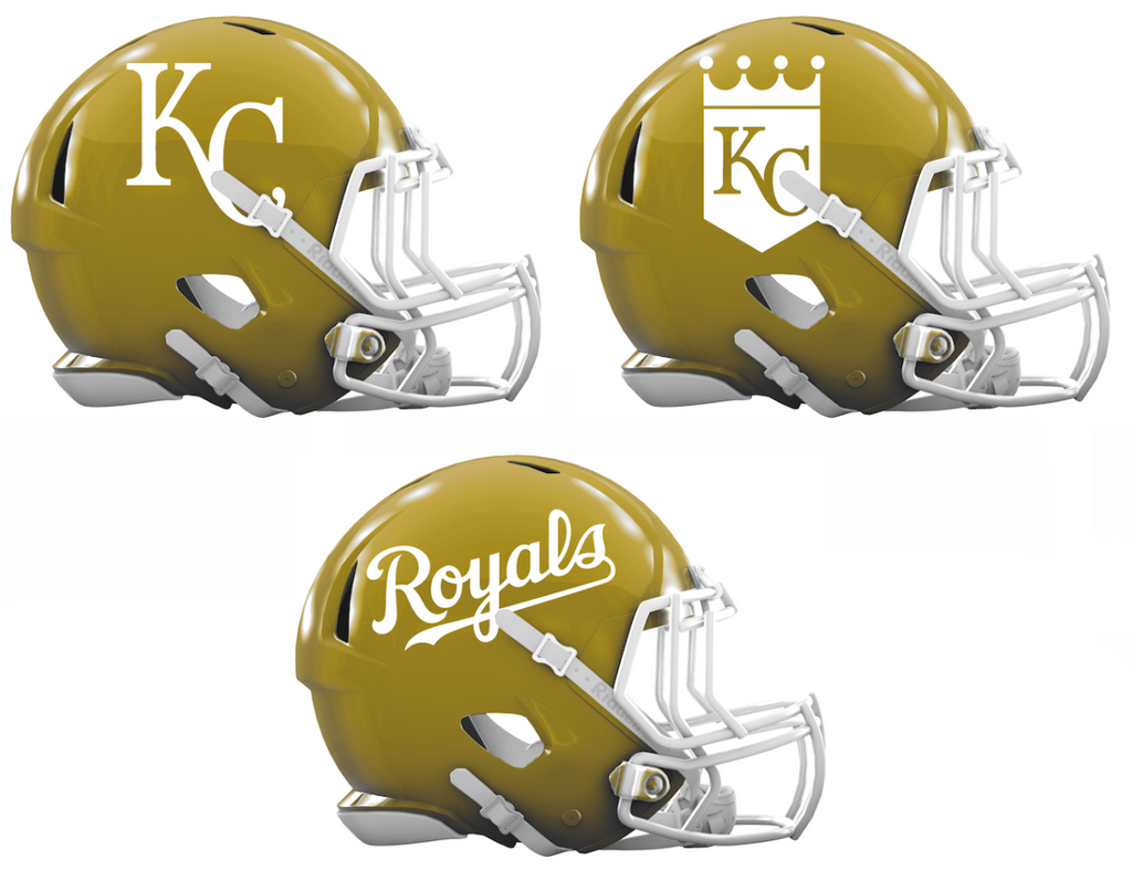 Kansas City Royals Custom Concept Gold Mini Riddell Speed Football Helmet - SportsJewelryProShop