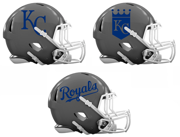 Kansas City Royals Custom Concept Gray Mini Riddell Speed Football Helmet - SportsJewelryProShop