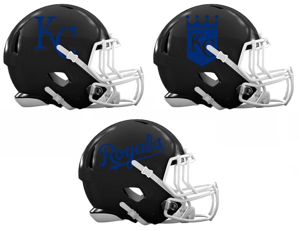 Kansas City Royals Custom Concept Black Mini Riddell Speed Football Helmet - SportsJewelryProShop