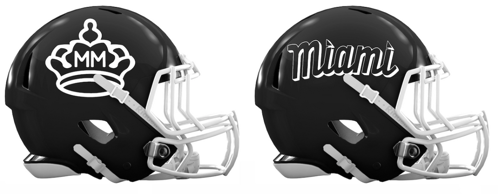 Miami Marlins City Connect Custom Concept Black Mini Riddell Speed Football Helmet - SportsJewelryProShop