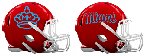 Miami Marlins City Connect Custom Concept Red Mini Riddell Speed Football Helmet - SportsJewelryProShop