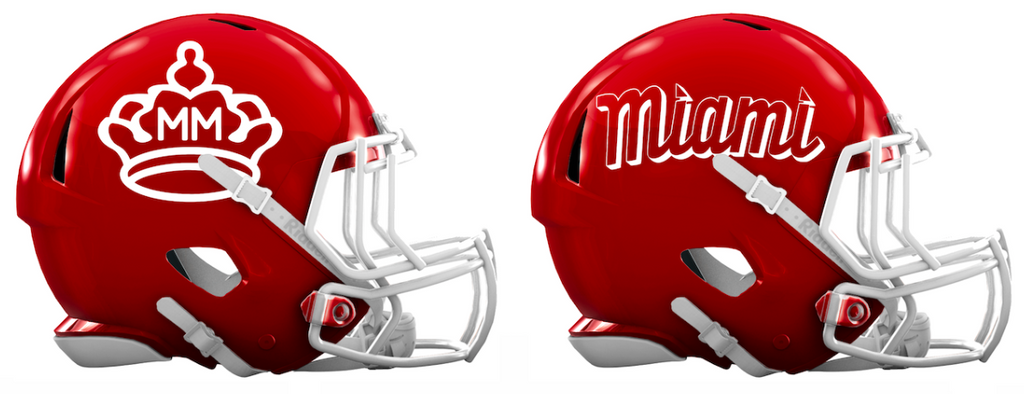 Miami Marlins City Connect Custom Concept Red Mini Riddell Speed Football Helmet - SportsJewelryProShop