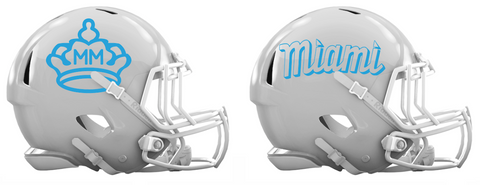 Miami Marlins City Connect Custom Concept White Mini Riddell Speed Football Helmet - SportsJewelryProShop