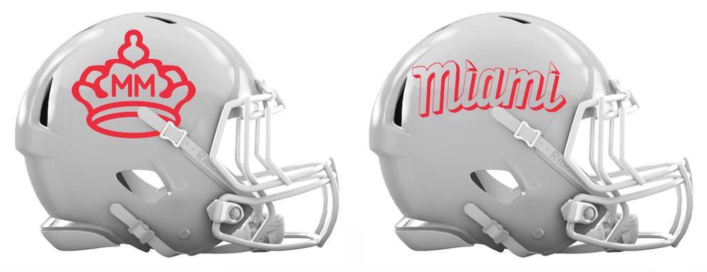 Miami Marlins City Connect Custom Concept White Mini Riddell Speed Football Helmet - SportsJewelryProShop