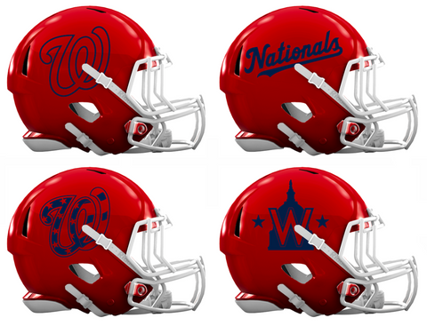 Washington Nationals Custom Concept Red Mini Riddell Speed Football Helmet - SportsJewelryProShop