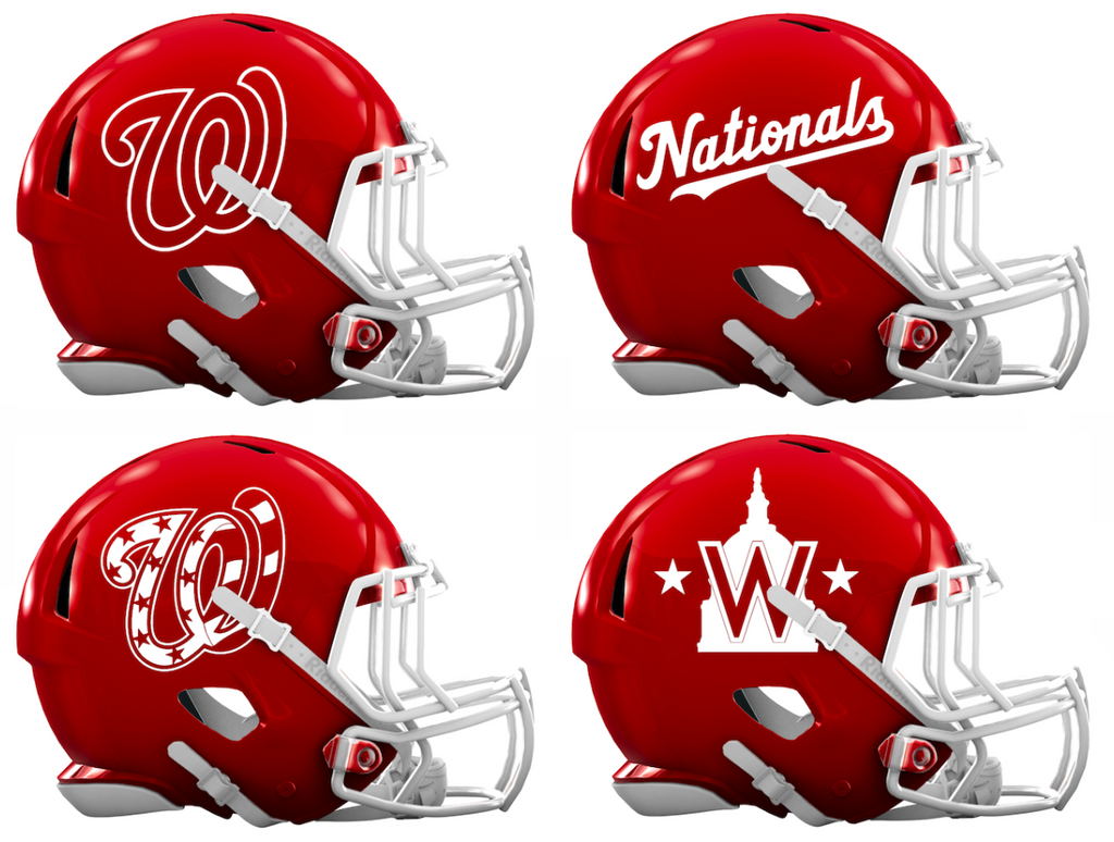 Washington Nationals Custom Concept Red Mini Riddell Speed Football Helmet - SportsJewelryProShop