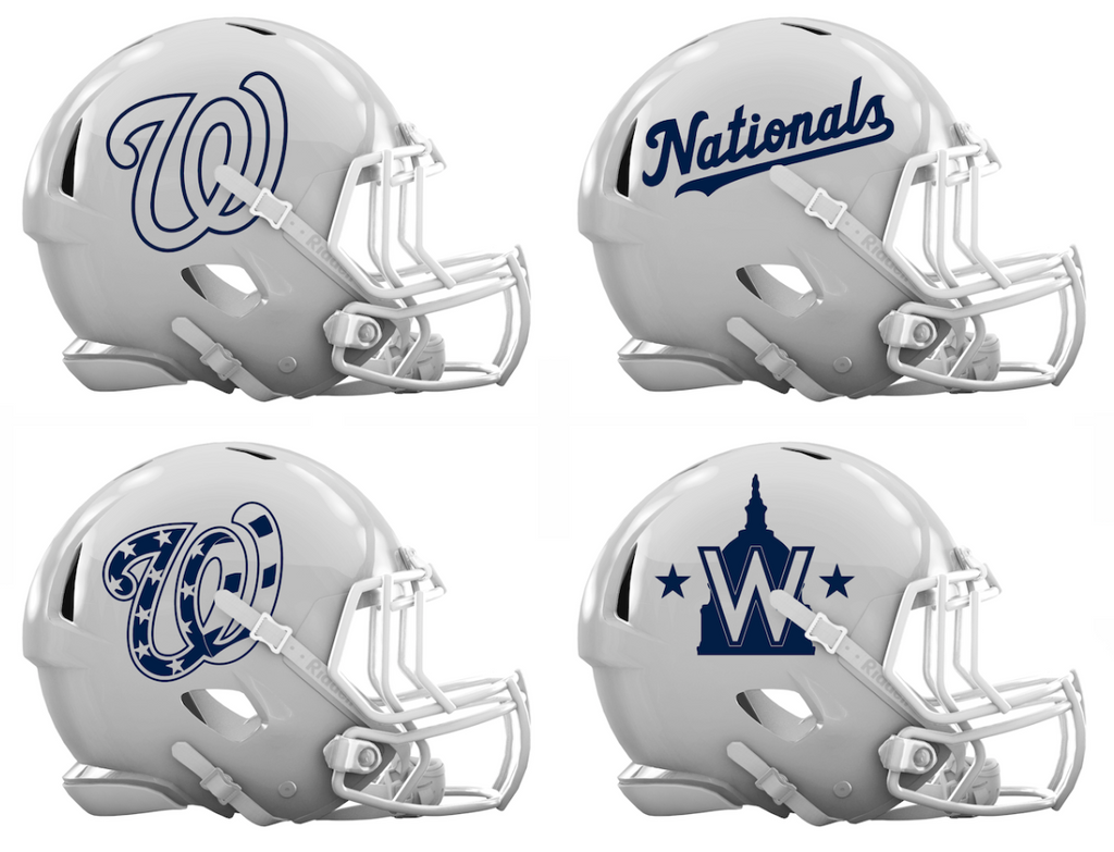 Washington Nationals Custom Concept White Mini Riddell Speed Football Helmet - SportsJewelryProShop