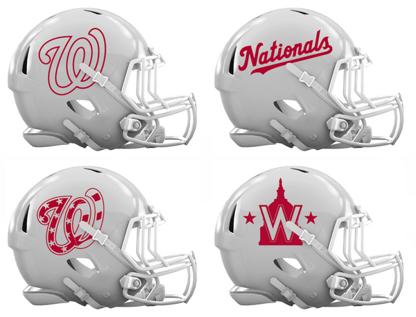Washington Nationals Custom Concept White Mini Riddell Speed Football Helmet - SportsJewelryProShop