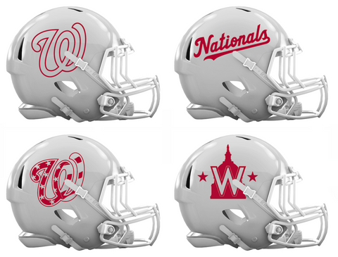 Washington Nationals Custom Concept White Mini Riddell Speed Football Helmet - SportsJewelryProShop