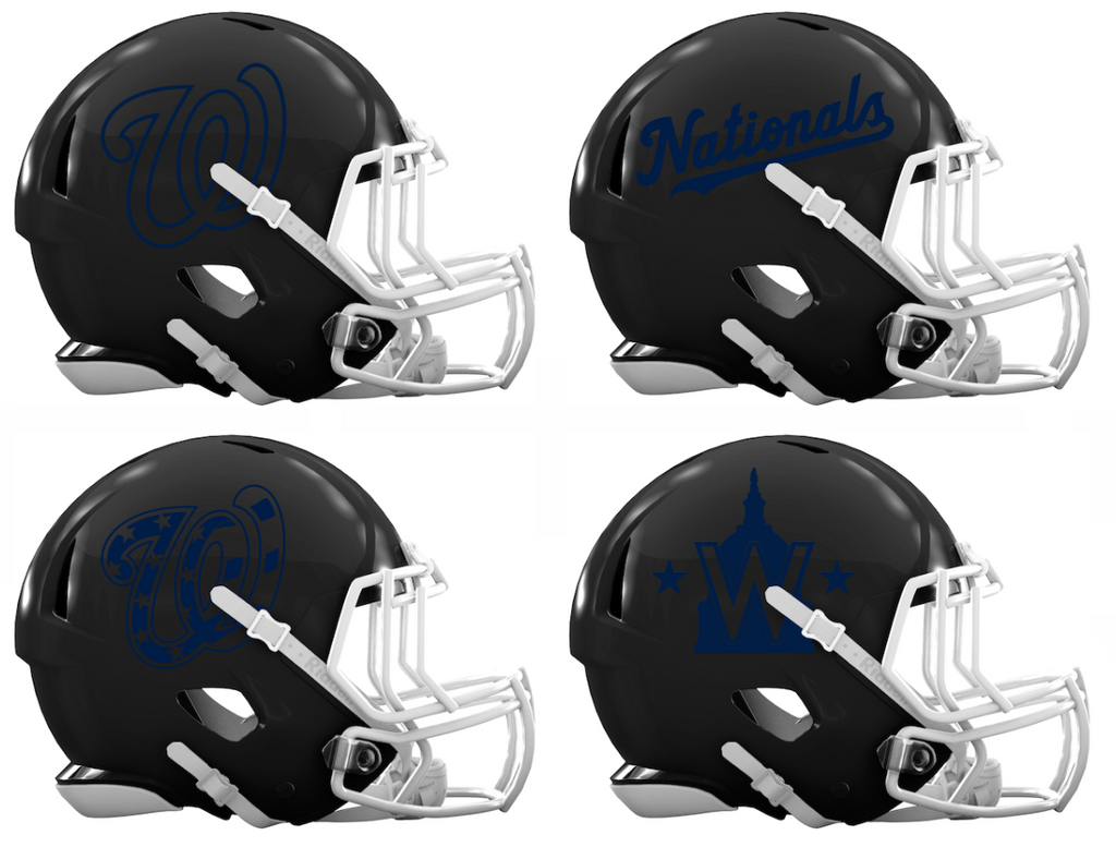 Washington Nationals Custom Concept Black Mini Riddell Speed Football Helmet - SportsJewelryProShop