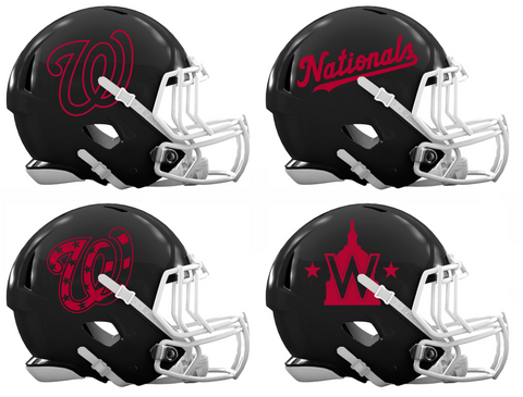 Washington Nationals Custom Concept Black Mini Riddell Speed Football Helmet - SportsJewelryProShop