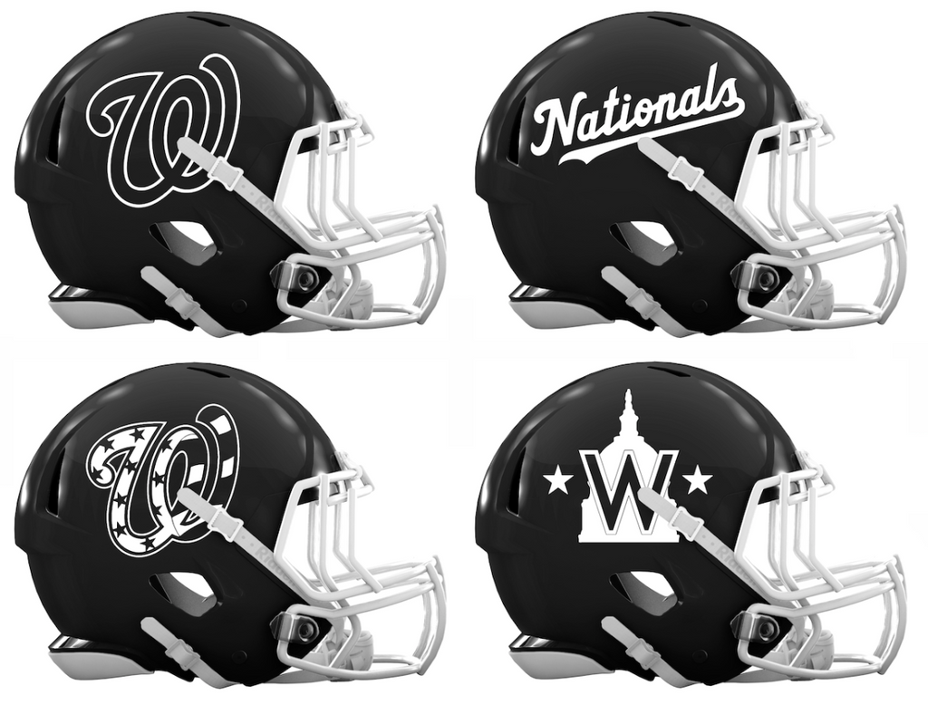 Washington Nationals Custom Concept Black Mini Riddell Speed Football Helmet - SportsJewelryProShop
