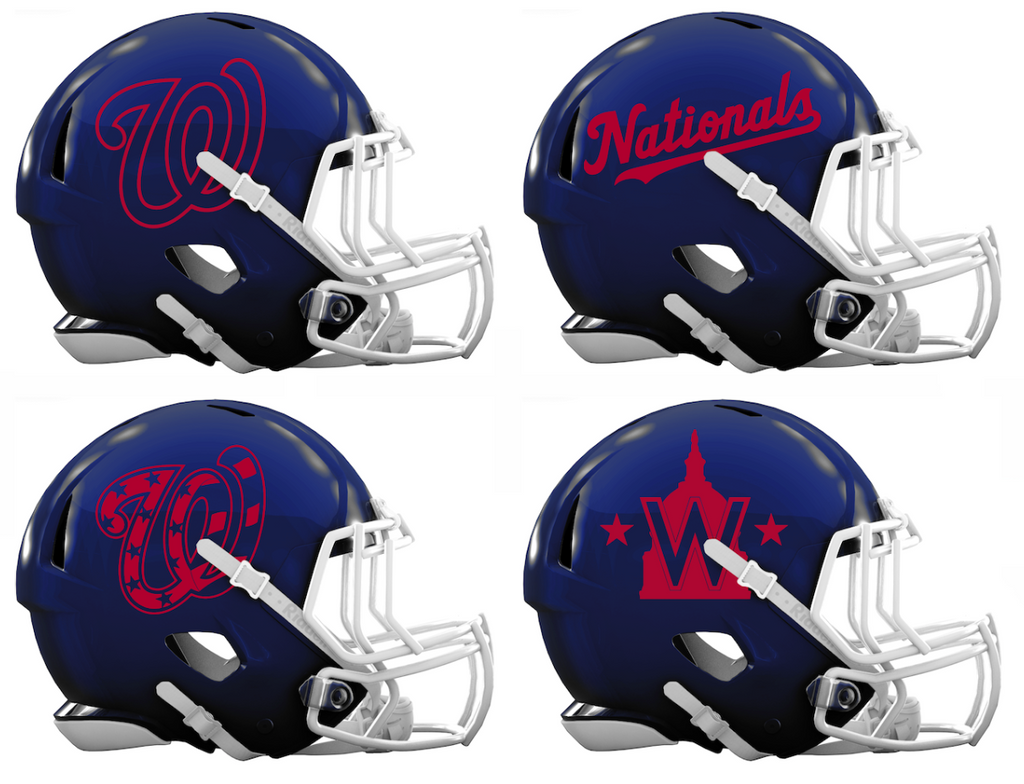 Washington Nationals Custom Concept Navy Blue Mini Riddell Speed Football Helmet - SportsJewelryProShop