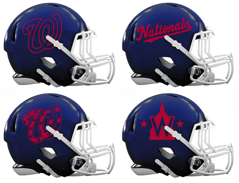 Washington Nationals Custom Concept Navy Blue Mini Riddell Speed Football Helmet - SportsJewelryProShop