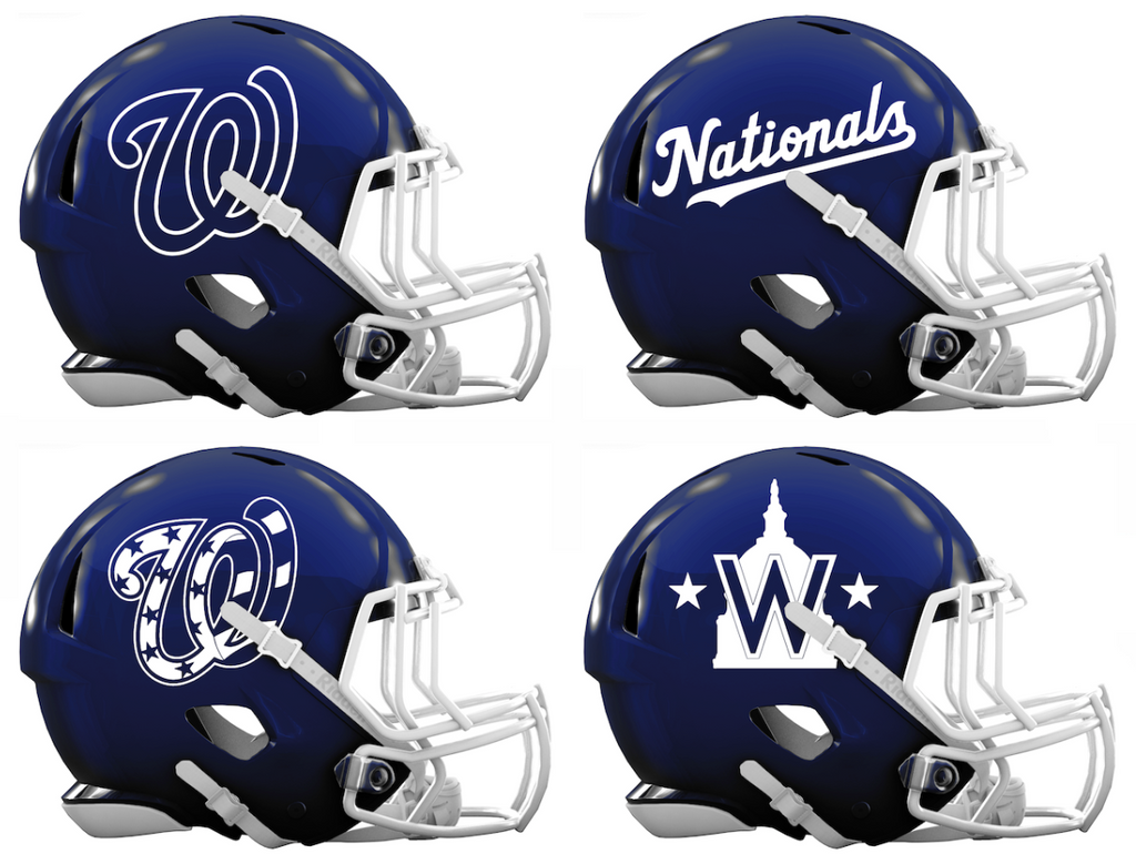 Washington Nationals Custom Concept Navy Blue Mini Riddell Speed Football Helmet - SportsJewelryProShop