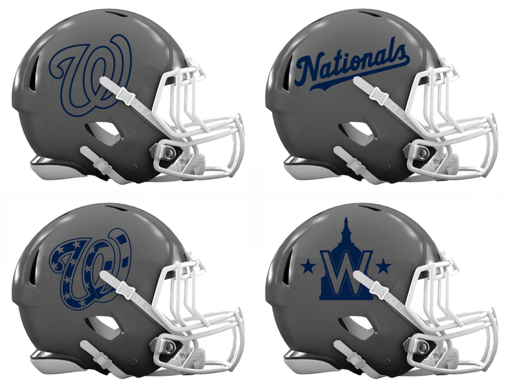 Washington Nationals Custom Concept Gray Mini Riddell Speed Football Helmet - SportsJewelryProShop