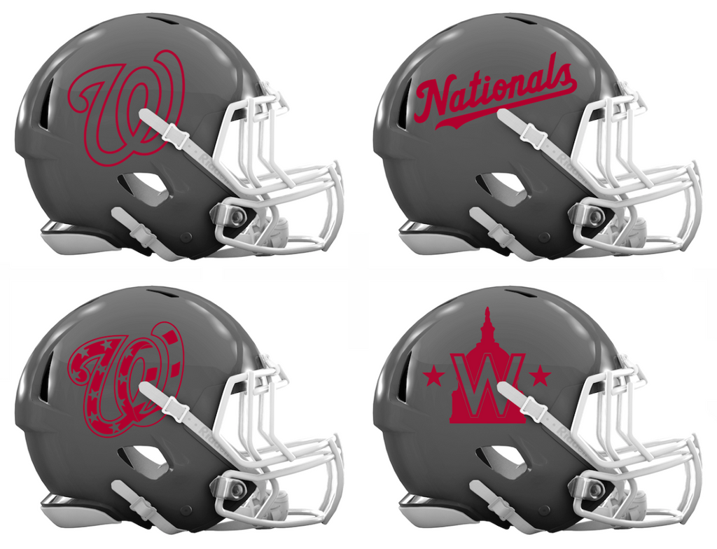 Washington Nationals Custom Concept Gray Mini Riddell Speed Football Helmet - SportsJewelryProShop