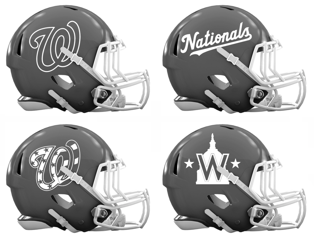 Washington Nationals Custom Concept Gray Mini Riddell Speed Football Helmet - SportsJewelryProShop