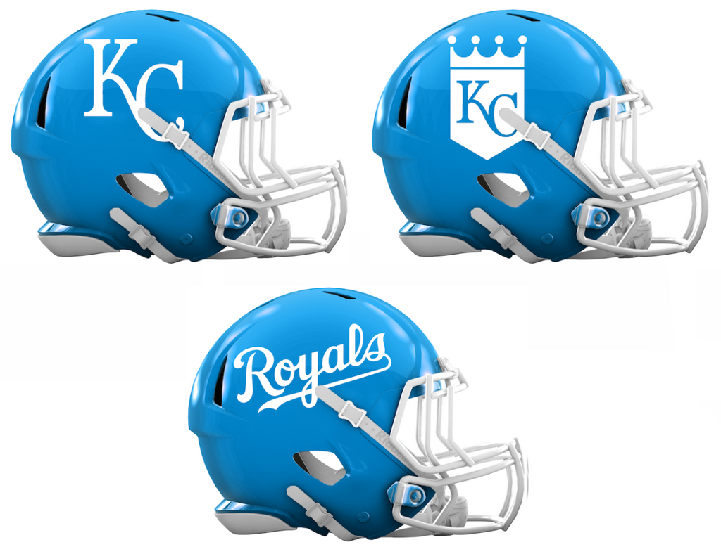 Kansas City Royals Custom Concept Light Blue Mini Riddell Speed Football Helmet - SportsJewelryProShop