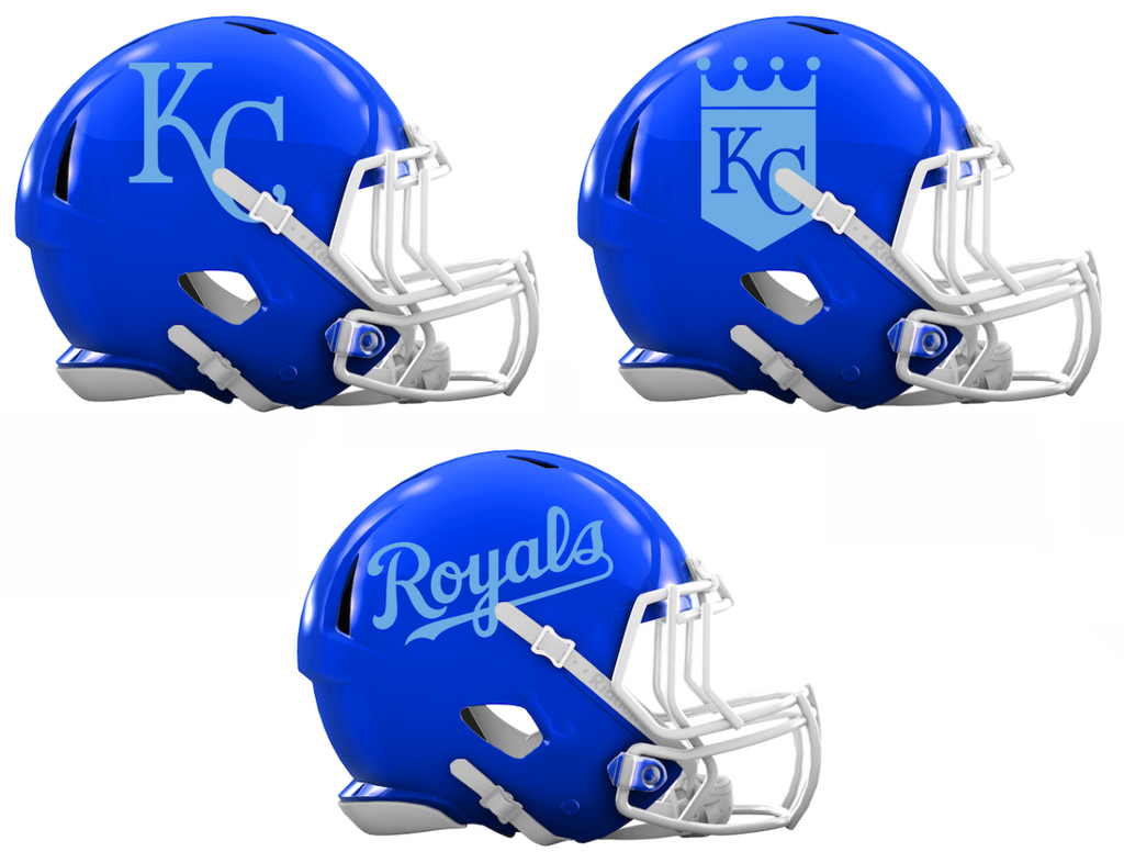 Kansas City Royals Custom Concept Royal Blue Mini Riddell Speed Football Helmet - SportsJewelryProShop