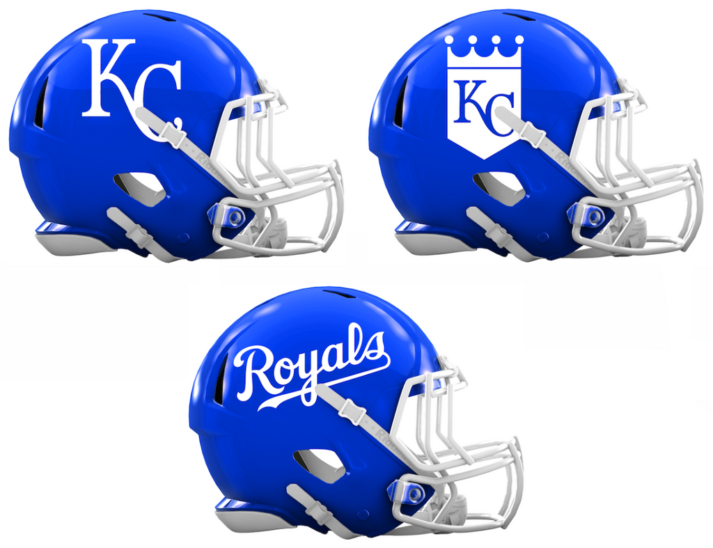 Kansas City Royals Custom Concept Royal Blue Mini Riddell Speed Football Helmet - SportsJewelryProShop
