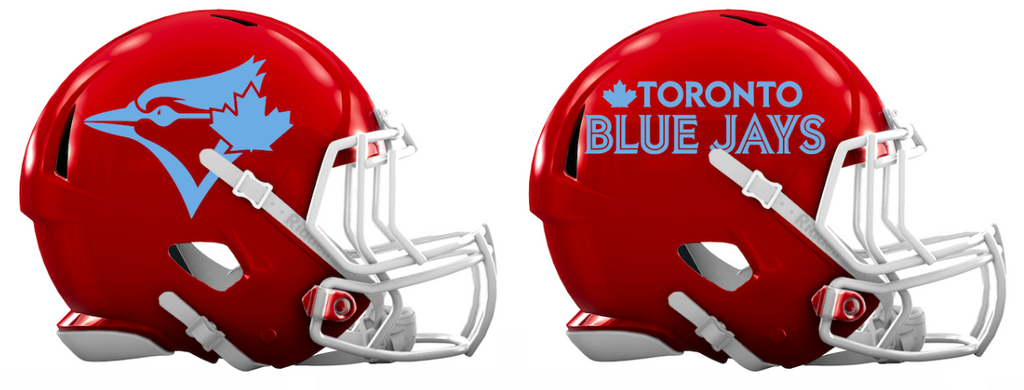Toronto Blue Jays Custom Concept Red Mini Riddell Speed Football Helmet - SportsJewelryProShop