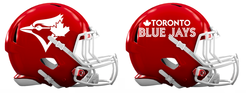 Toronto Blue Jays Custom Concept Red Mini Riddell Speed Football Helmet - SportsJewelryProShop