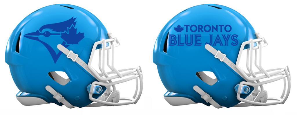 Toronto Blue Jays Custom Concept Light Blue Mini Riddell Speed Football Helmet - SportsJewelryProShop