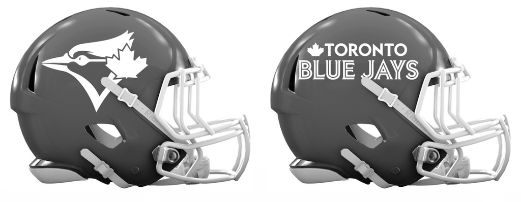 Toronto Blue Jays Custom Concept Gray Mini Riddell Speed Football Helmet - SportsJewelryProShop