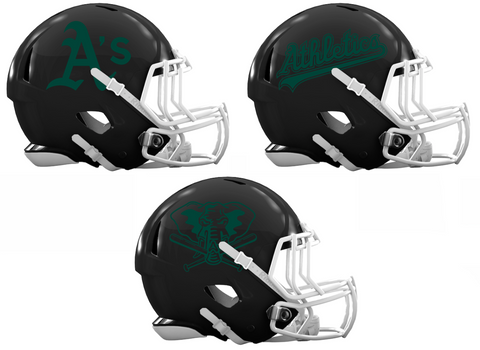 Oakland Athletics Custom Concept Black Mini Riddell Speed Football Helmet - SportsJewelryProShop