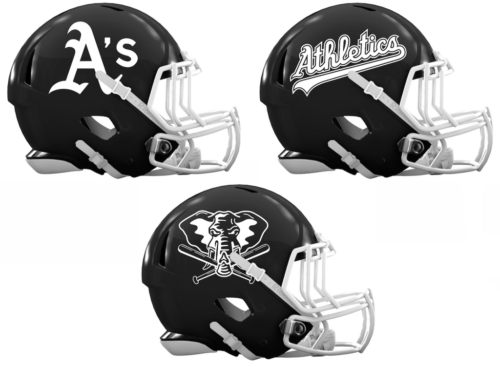 Oakland Athletics Custom Concept Black Mini Riddell Speed Football Helmet - SportsJewelryProShop