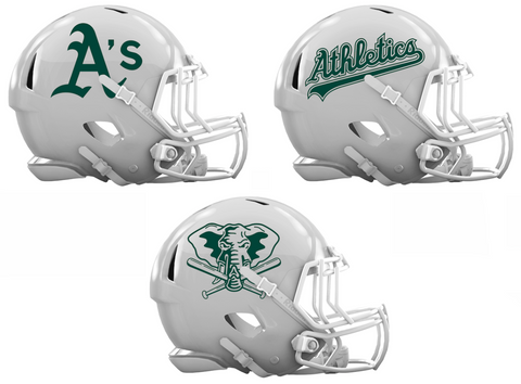 Oakland Athletics Custom Concept White Mini Riddell Speed Football Helmet - SportsJewelryProShop