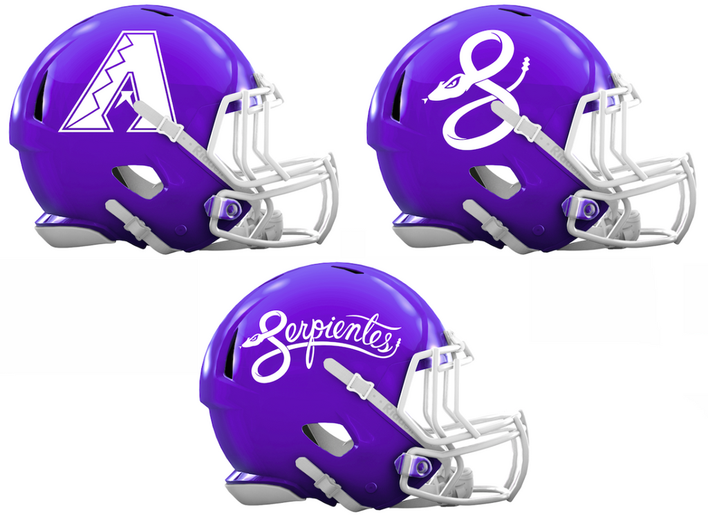 Arizona Diamondbacks City Connect Custom Concept Purple Mini Riddell Speed Football Helmet - SportsJewelryProShop