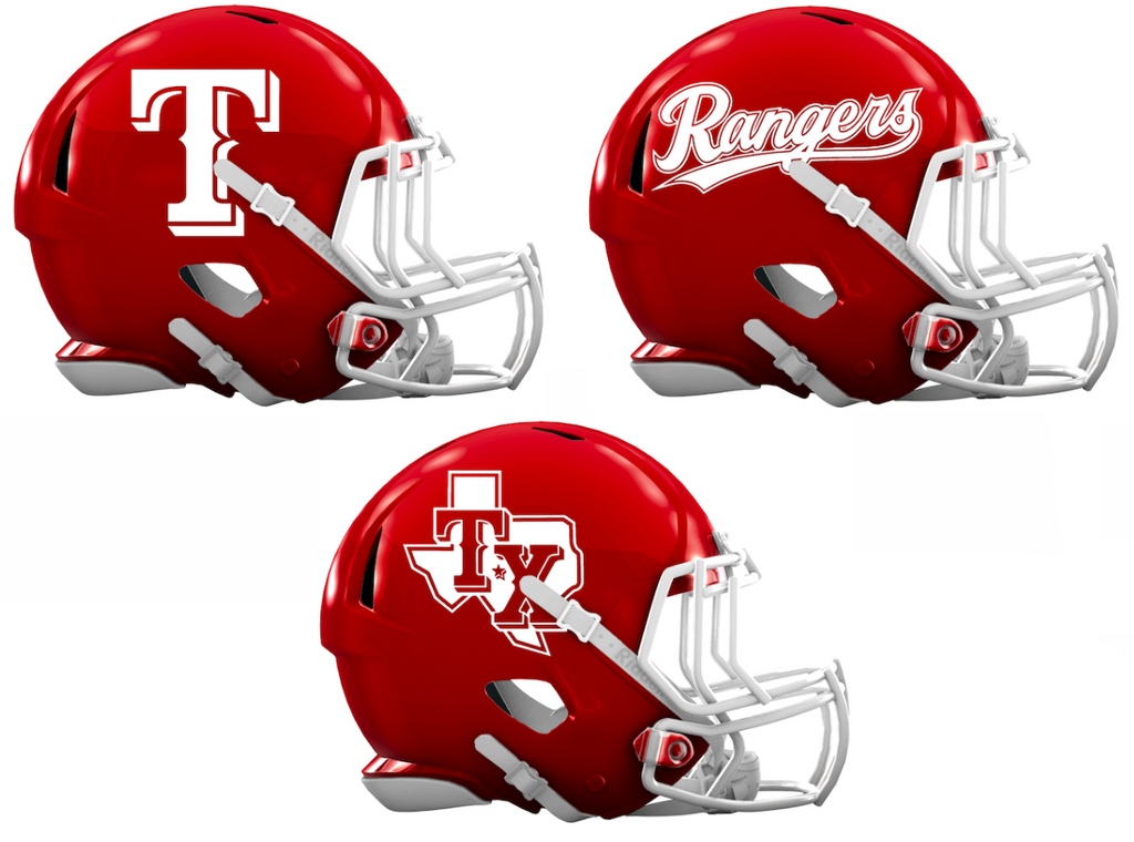 Texas Rangers Custom Concept Red Mini Riddell Speed Football Helmet - SportsJewelryProShop