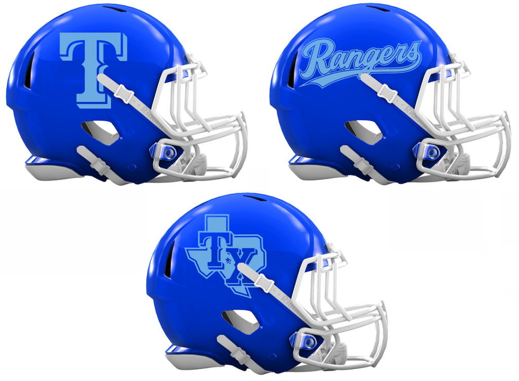 Texas Rangers Custom Concept Royal Blue Mini Riddell Speed Football Helmet - SportsJewelryProShop