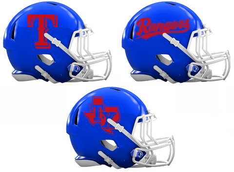 Texas Rangers Custom Concept Royal Blue Mini Riddell Speed Football Helmet - SportsJewelryProShop