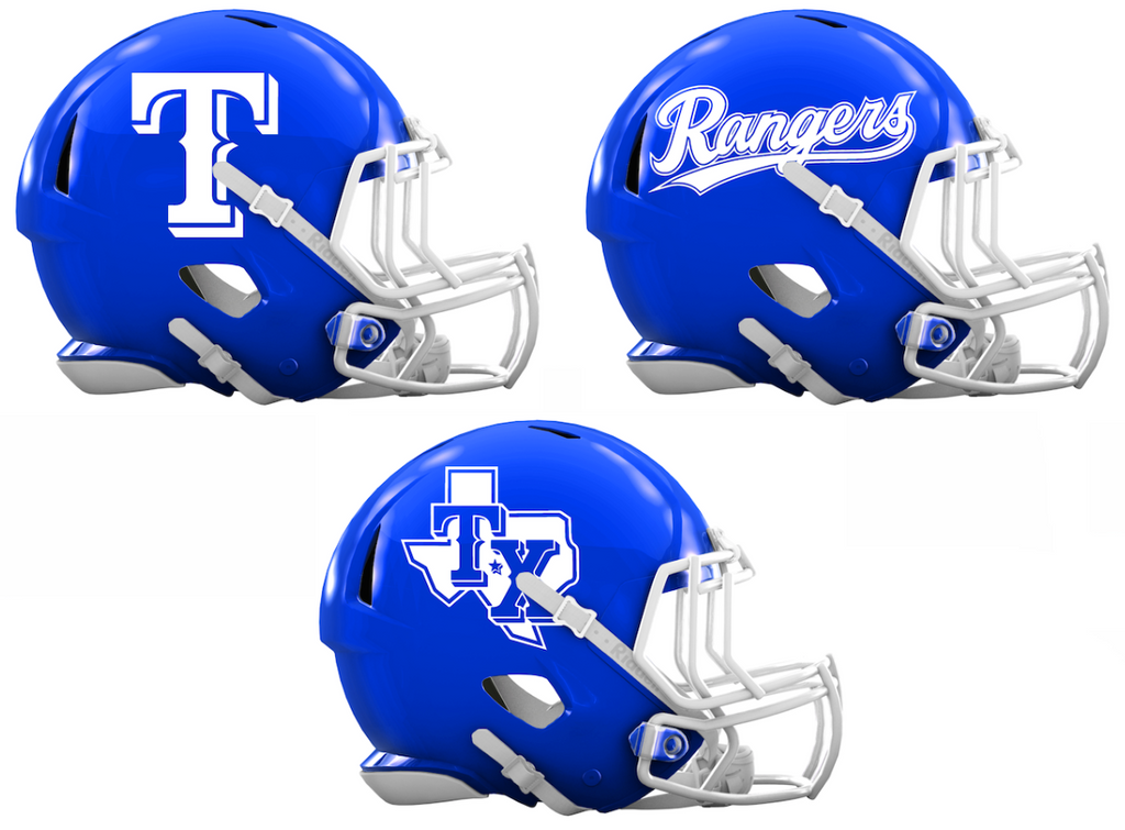 Texas Rangers Custom Concept Royal Blue Mini Riddell Speed Football Helmet - SportsJewelryProShop