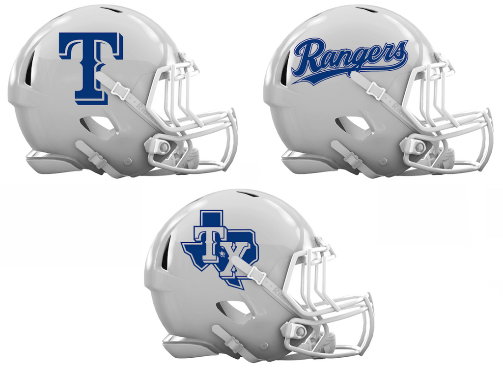 Texas Rangers Custom Concept White Mini Riddell Speed Football Helmet - SportsJewelryProShop