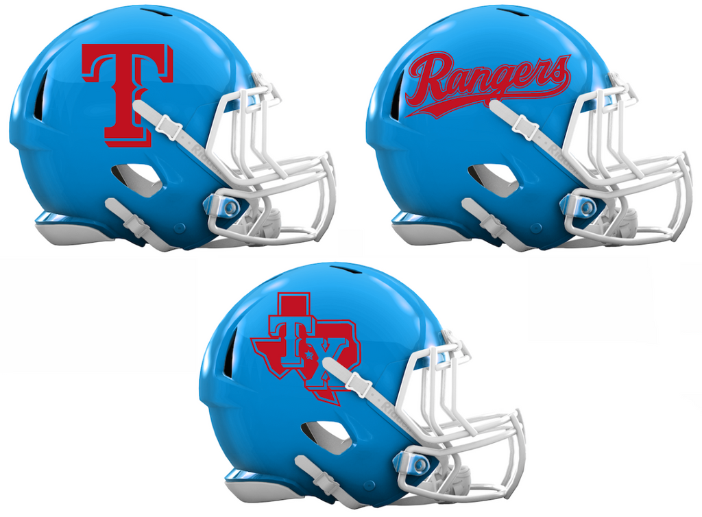 Texas Rangers Custom Concept Light Blue Mini Riddell Speed Football Helmet - SportsJewelryProShop