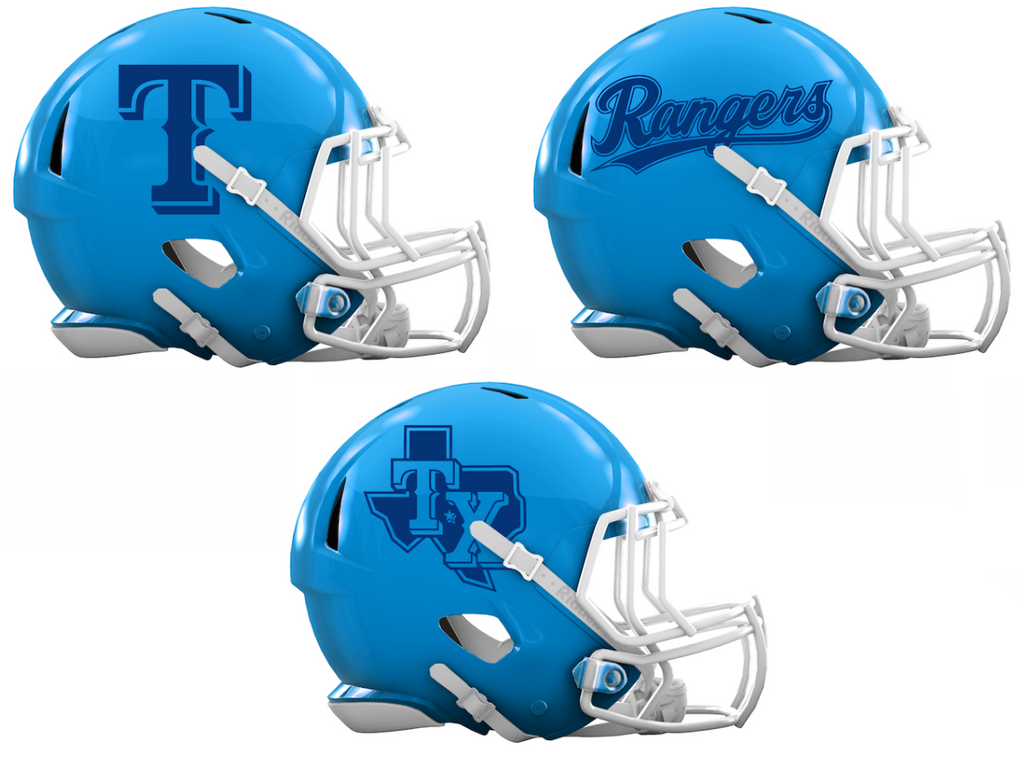 Texas Rangers Custom Concept Light Blue Mini Riddell Speed Football Helmet - SportsJewelryProShop