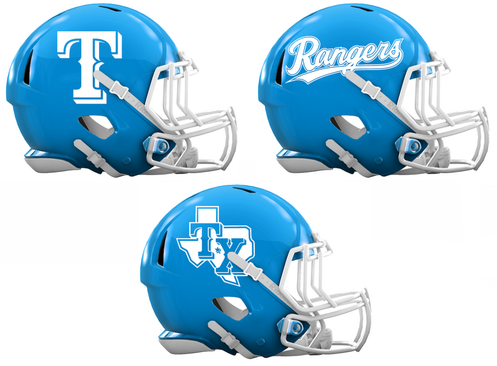 Texas Rangers Custom Concept Light Blue Mini Riddell Speed Football Helmet - SportsJewelryProShop