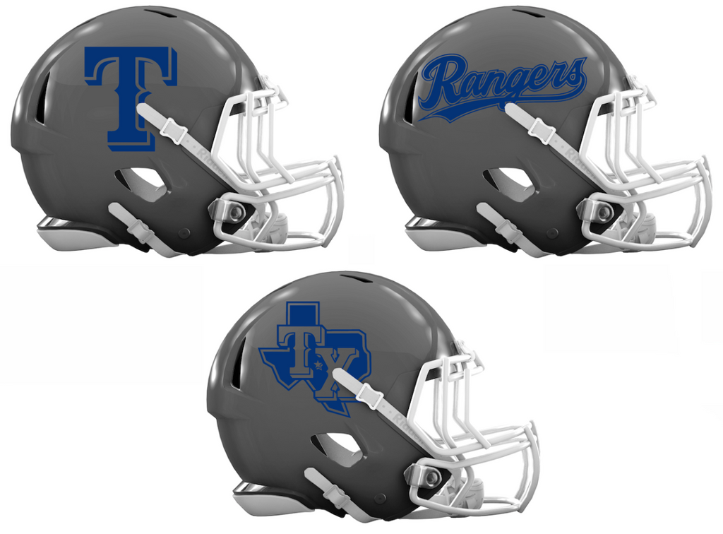 Texas Rangers Custom Concept Gray Mini Riddell Speed Football Helmet - SportsJewelryProShop
