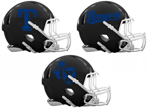 Texas Rangers Custom Concept Black Mini Riddell Speed Football Helmet - SportsJewelryProShop